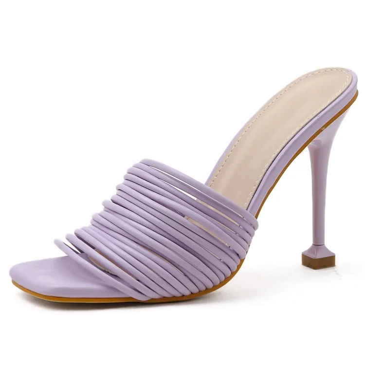 

Sexy Summer Women Club Shoes Square head Solid Ladies Slides Plus Size Party Womans Sandals Super High (8cm-up) Modern Slippers