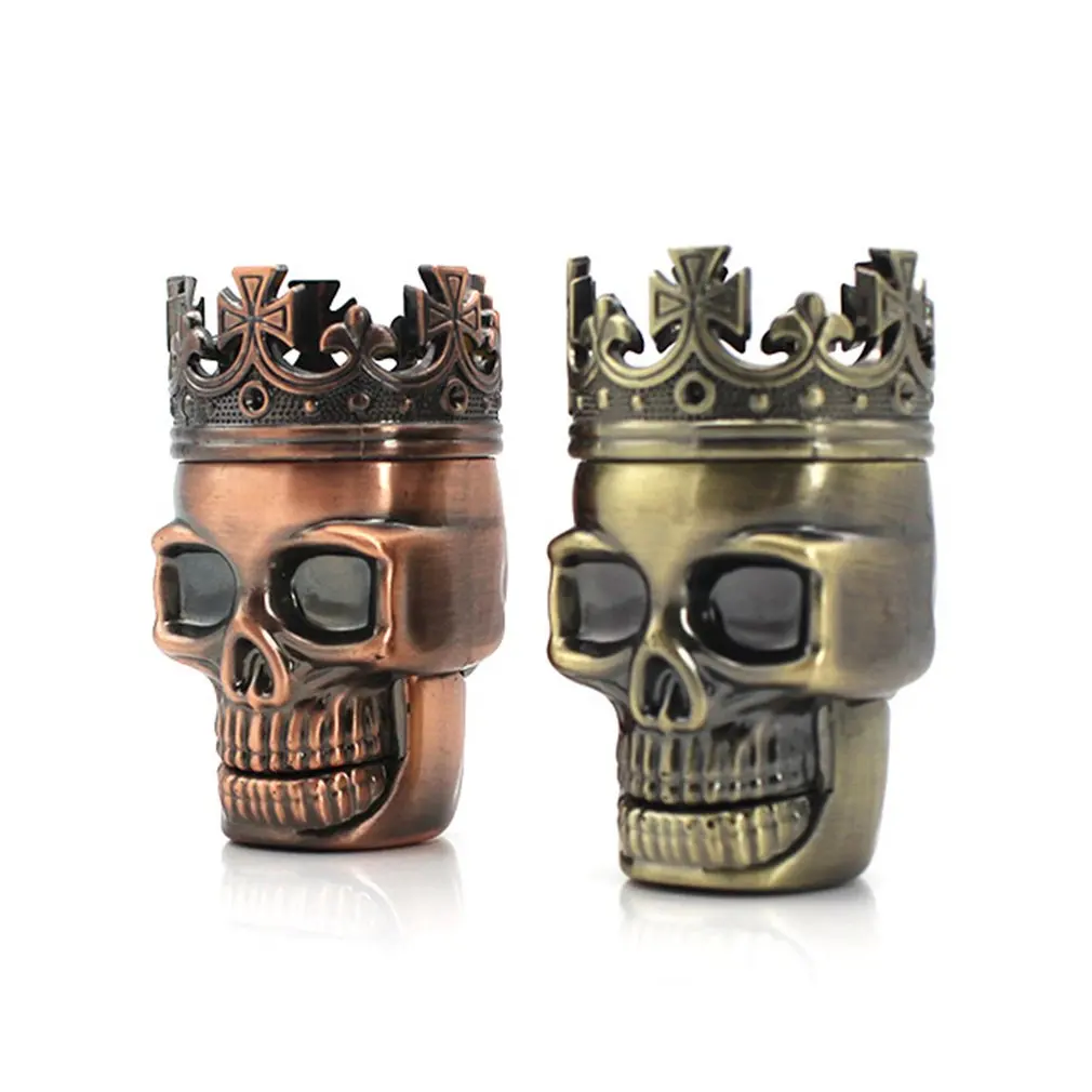 Дым металлическая дробилка Король Череп Табак Специи трава 3 слоя Зубчатая