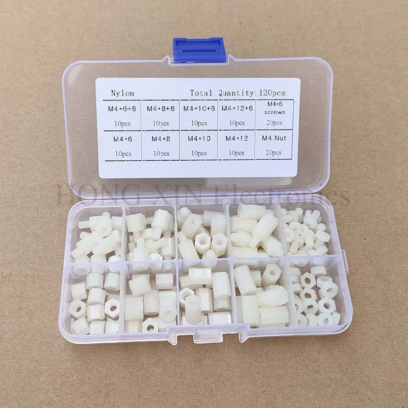120 шт./кор. M4 Мужская Женская/Женская Стойка нейлоновая прокладка Шестигранная