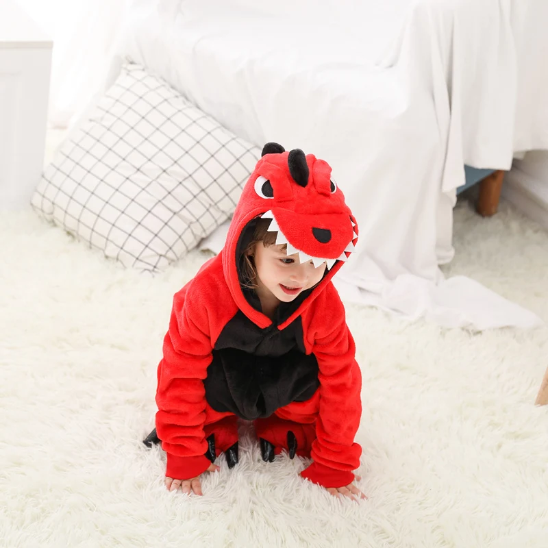 Детский Пижамный комбинезон с единорогом Фланелевая Пижама для детей 4 12