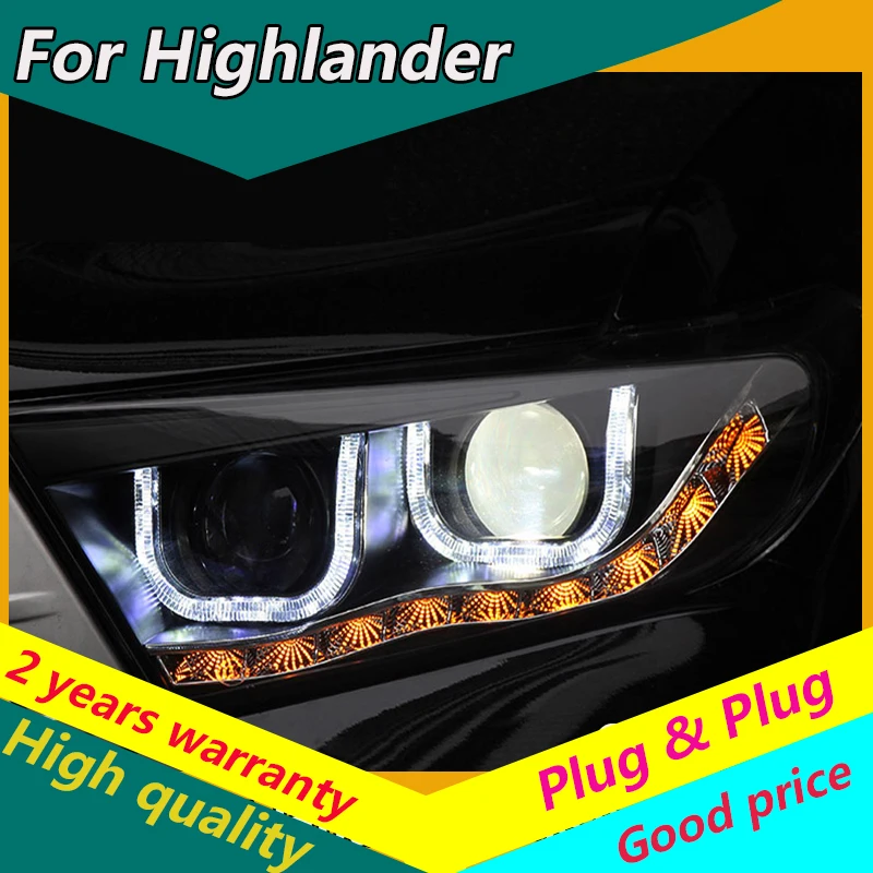 

KOWELL Car Styling for Toyota Highlander LED Headlights 2012 Angel Eye Headlight DRL Bi Xenon Lens High Low Beam Parking Fog Lam