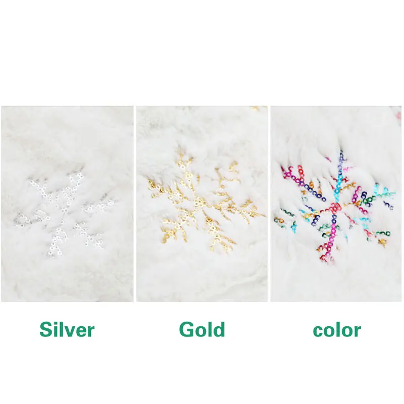 90/122CM Christmas Tree Skirt White Plush Sequin Embroidered Snowflakes For Home Decoration Mat New Year's Gift | Дом и сад