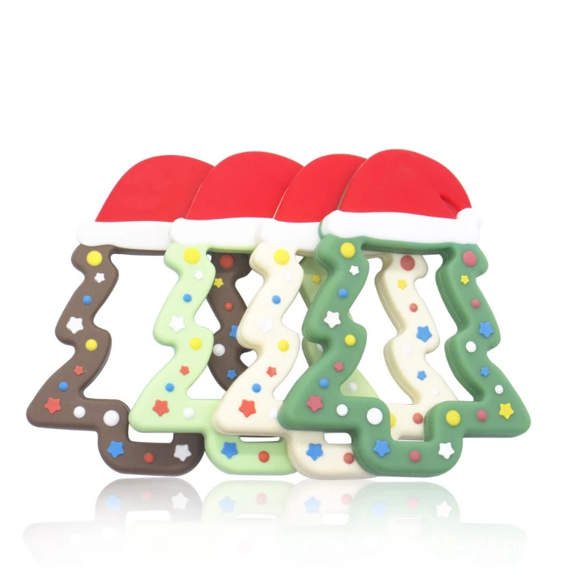 

Baby Christmas Tree Shape Teether Food Grade Silicone Beads Rattle Molar Soother Nursing Teething Chewing Toy