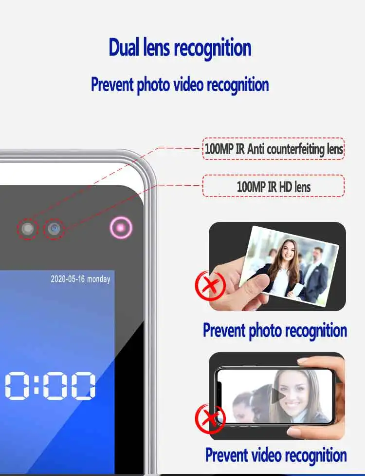 TCP Dynamic face recognition access control 1.0MP HD camera Visible light Anti photo and video | Безопасность и защита