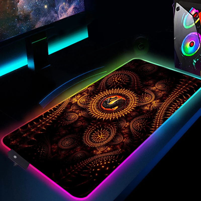 rgb mortal kombat mouse pad anime led gaming accessories speed game gamer pc keyboard carpet laptop notebook desk mat mousepad free global shipping