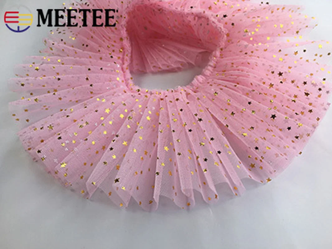 Meetee 10 ярдов (5 см) 5 (10 Звездная отделка из сетки кружева ткань плиссированная лента