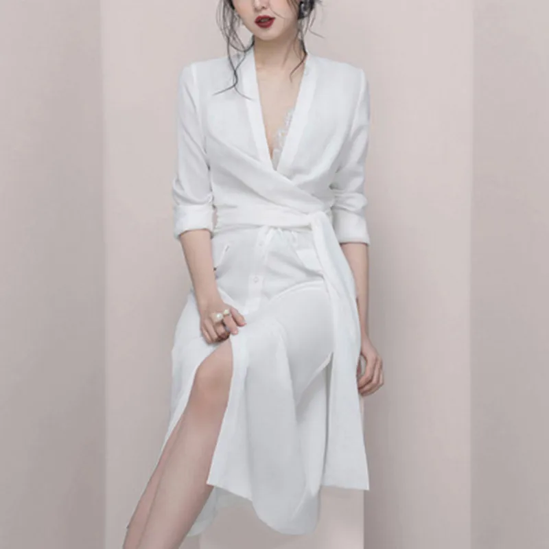 

ZAWFL 2022 New Women Black Fashion Deep V Long Sleeve Slim Asymmetrical OL Style Mini Ruffles Dress Office Lady Dress