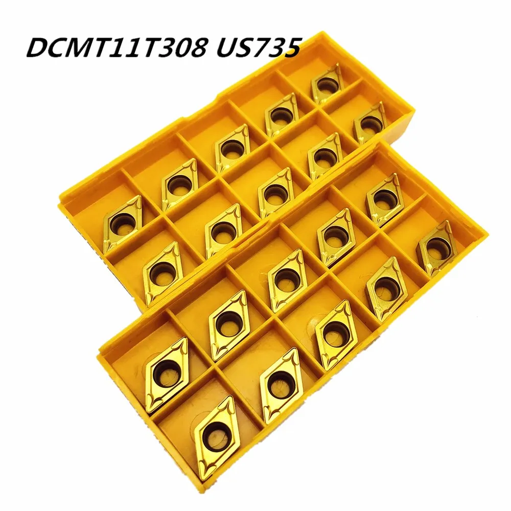 20 шт. твердосплавная вставка DCMT11T308 dcmt32,52 US735 внутренний токарный инструмент DCMT 11T308 концевой фреза токарный инструмент с чпу