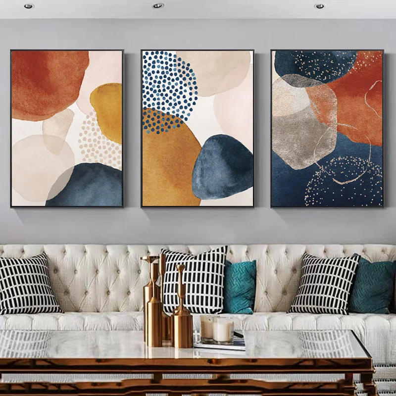 Абстрактная Геометрическая линия Morandi оранжевый акварельный настенный плакат печатная фотография искусства гостиная домашний декор