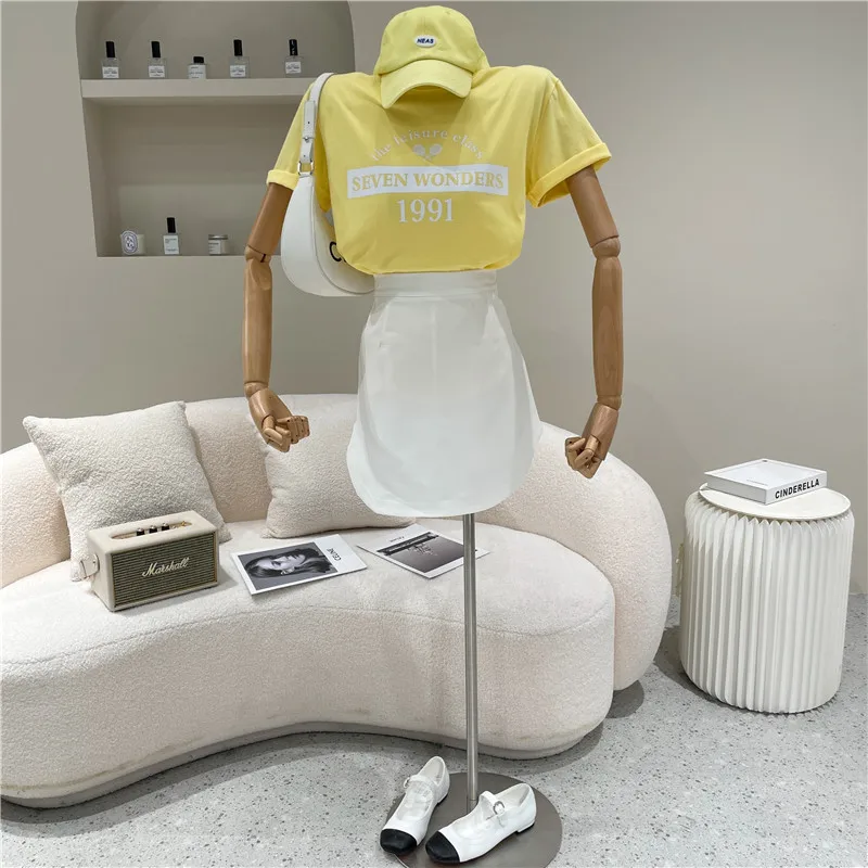 

Women's Clothing Spring Summer 2021 Niche Design Fashion Color Contrast Printed Short Sleeve T-shirt Skirt Set