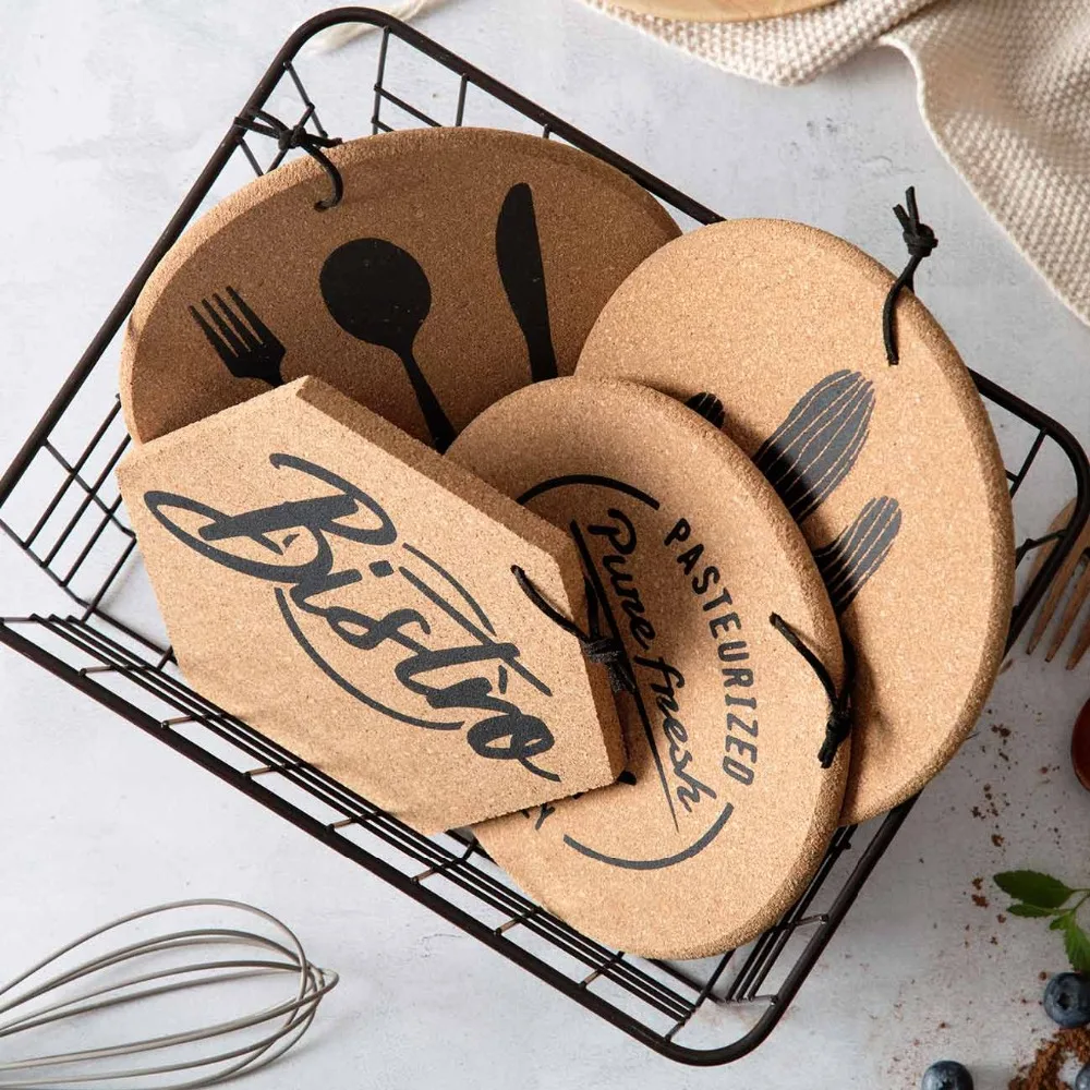 Креативные подставки из пробки мягкие для чашек подставка кастрюль коврик стола