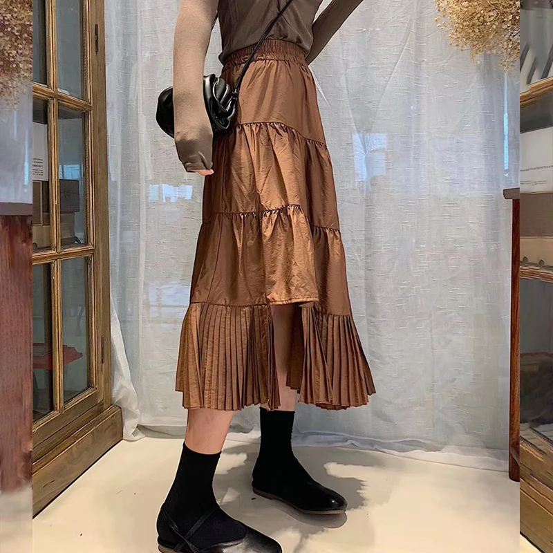 Женская Нерегулярная плиссированная юбка TIGENA длинная с высокой талией для