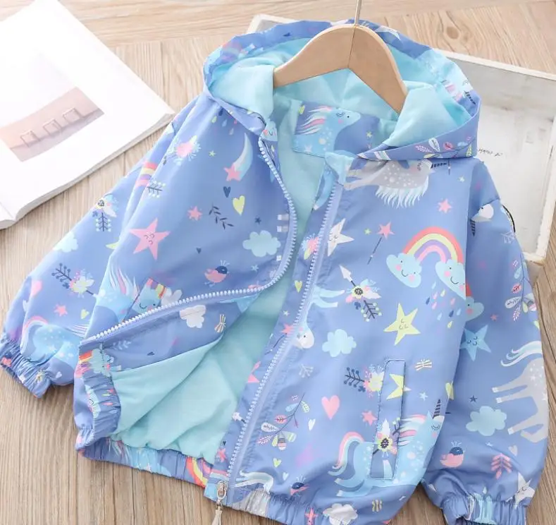 Детская куртка на молнии с капюшоном в виде единорога куртки принтом персонажей