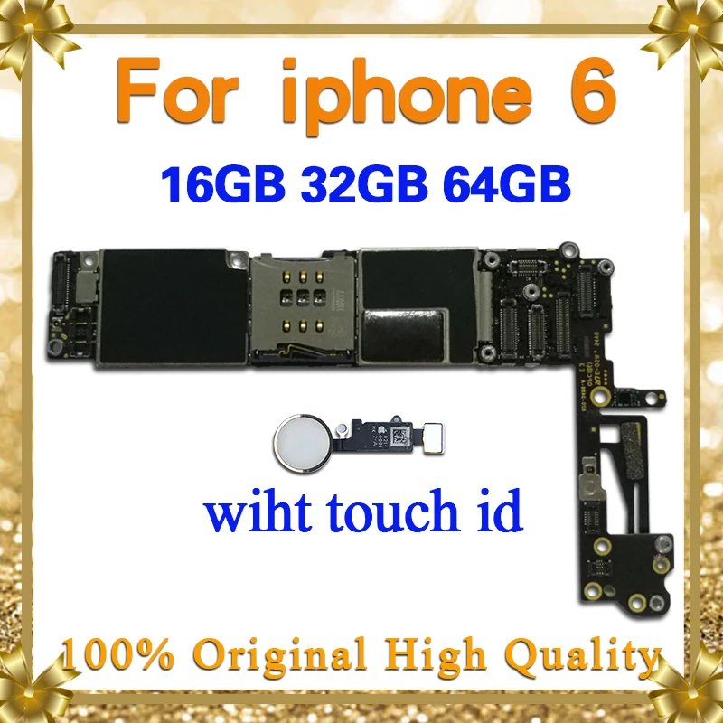 100% оригинальная разблокированная материнская плата для iphone 6 с сенсорным ID/без