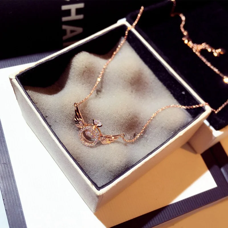 Подвеска в виде крыльев Ангела стразы розовое золото | Украшения и аксессуары