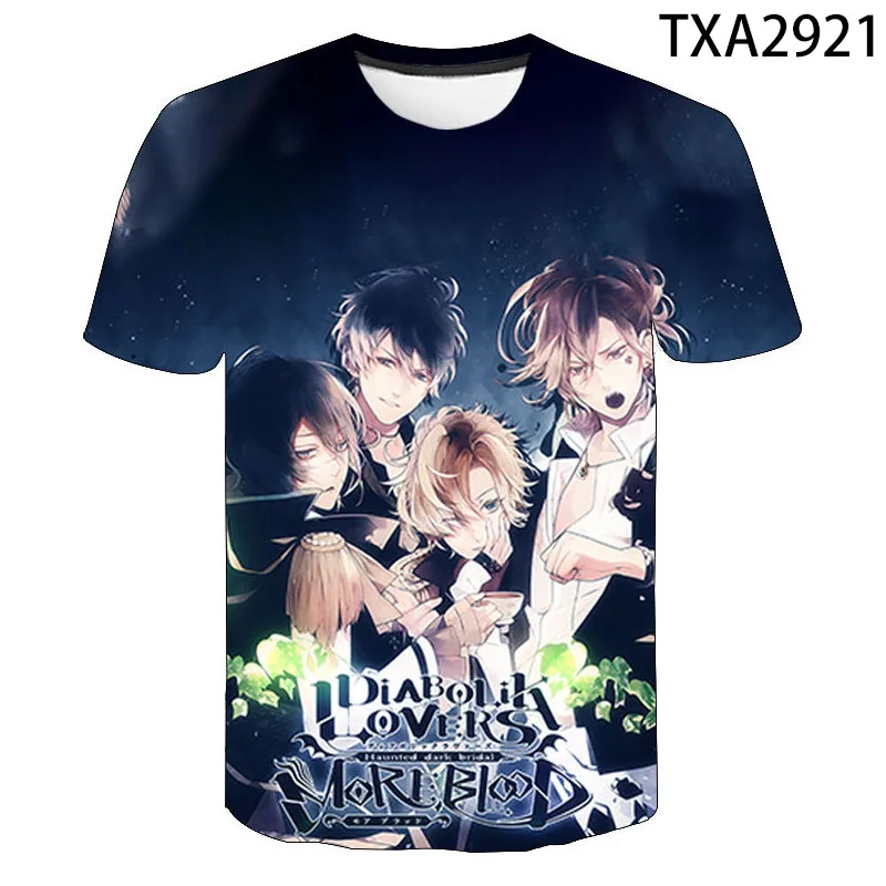 

2020 New Diabolik Lovers T Shirt Sakamaki Kanato Ayato Komori Yui Anime 3D Print T-shirt Boy Girl Kids Summer Tops Cool Tee