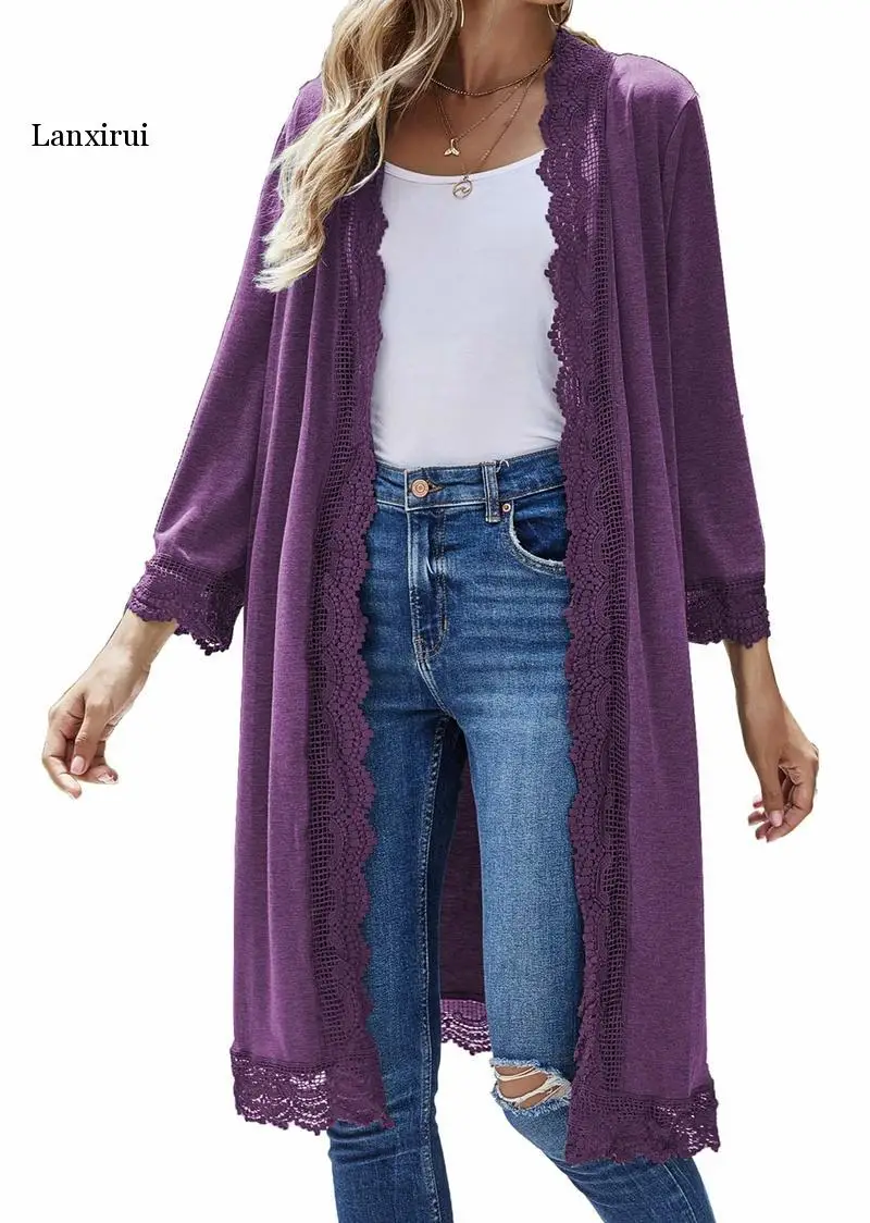 

Loose Jackets Knitted fall Sweater Women Jumpers Long Sleeve Tops Woman lace Cardigan blasers Autumn Jacket elegant coat