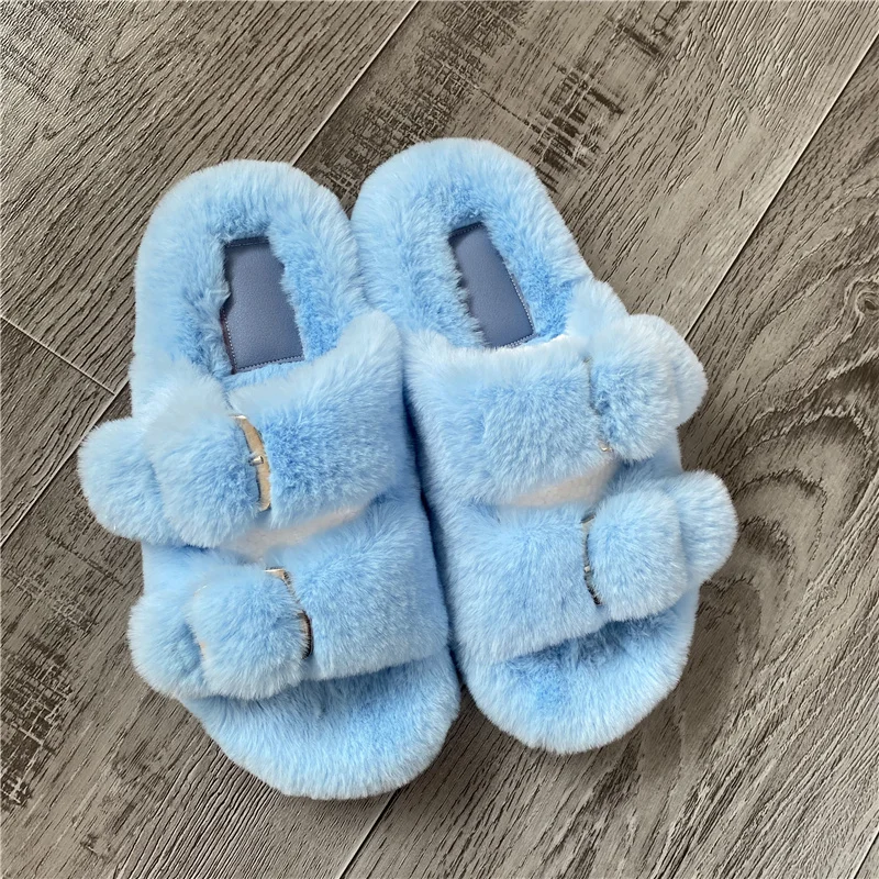 

Ladies Slippers High-Quality High Imitation Mink Slippers Non-Slip And Wear -resistant PVC Soles Adjustable Size Of Size Of Loop