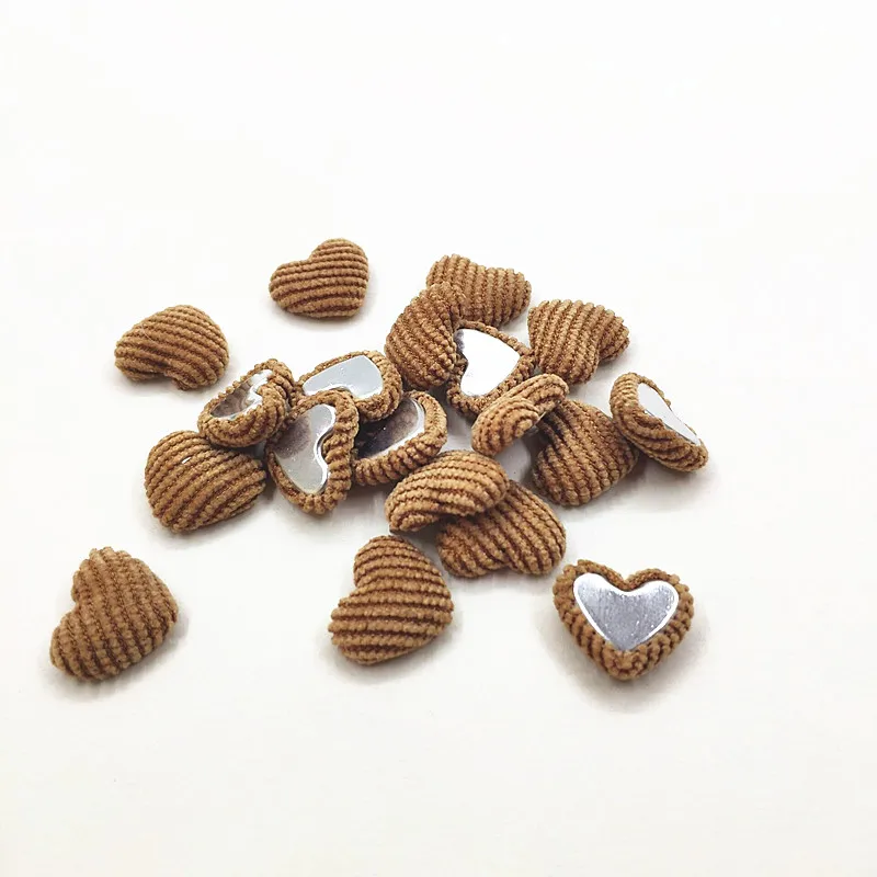 light brown Новое поступление! 17x15 мм 200 шт вельветовые плоские бусины в форме сердца для серег, детали для серег, ювелирные изделия - Цвет: light brown