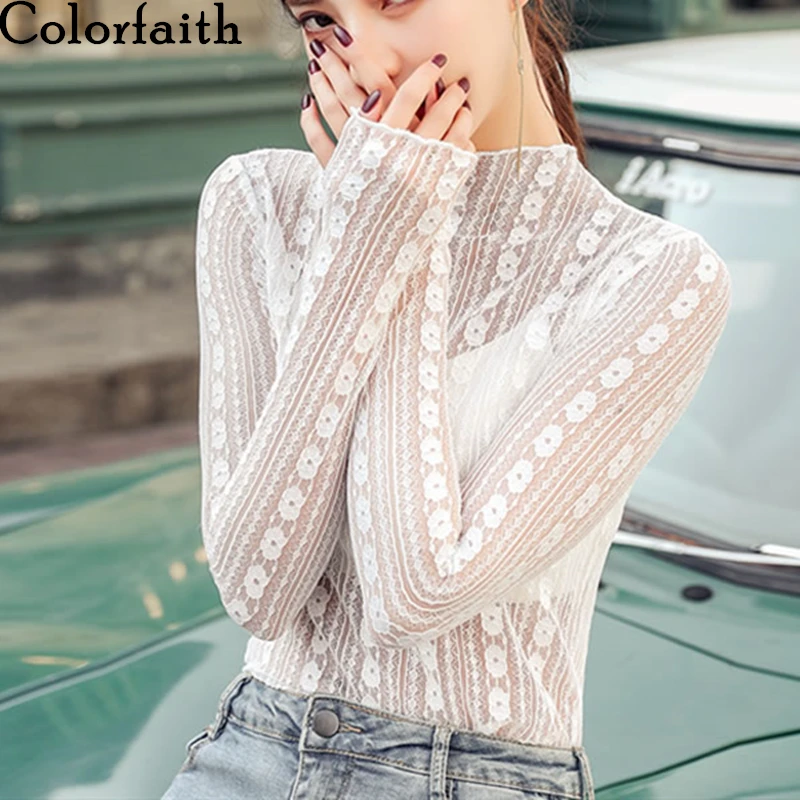Colorfaith/Новинка 2021 года Сезон весна лето Женская блузка с кружевным низом