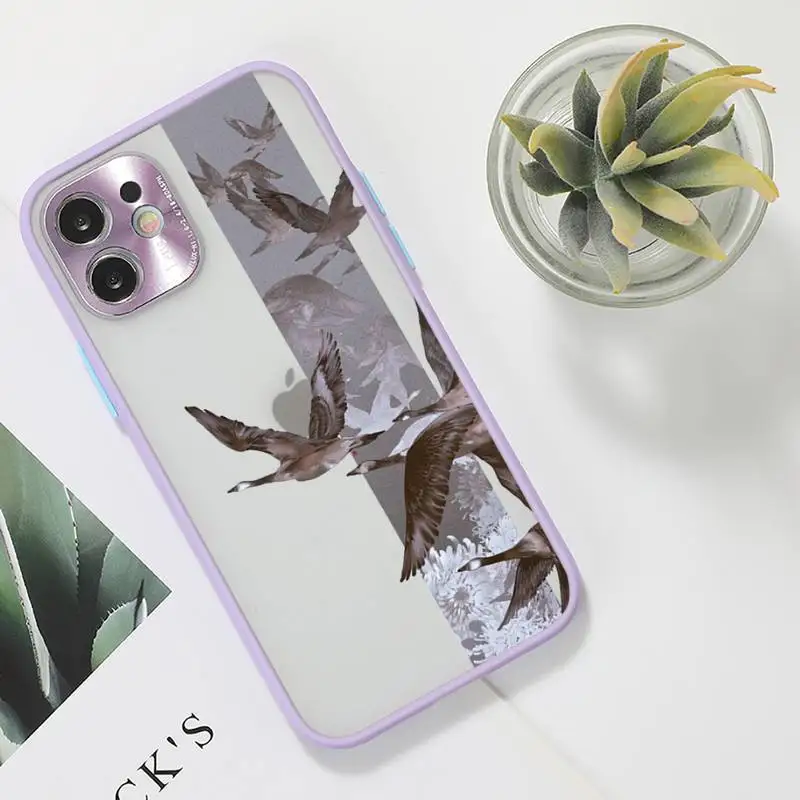 

Rose flowers art Phone Case For iPhone 12 11 Mini Pro XR XS Max 7 8 Plus X Matte transparent Purple Back Cover