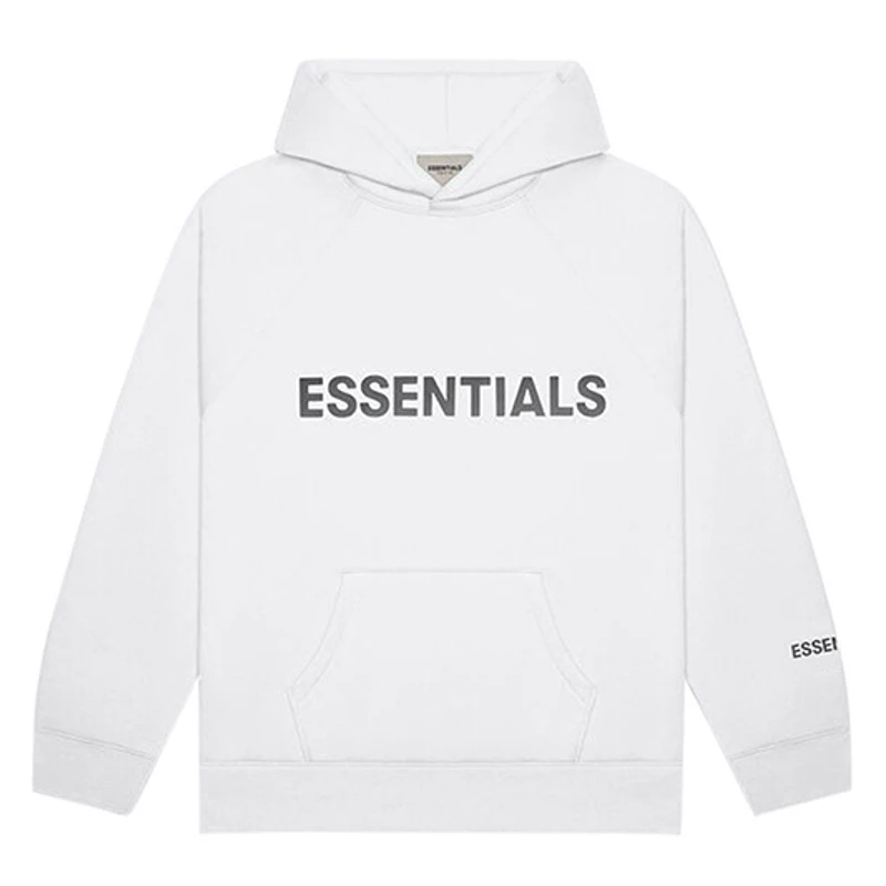 

New ESSENTIALS Mens Thicken Hoodies Silica Gel 3M Reflective Letters Print Sweatshirts 100% Cotton Loose Couple Lounge Wear 2021