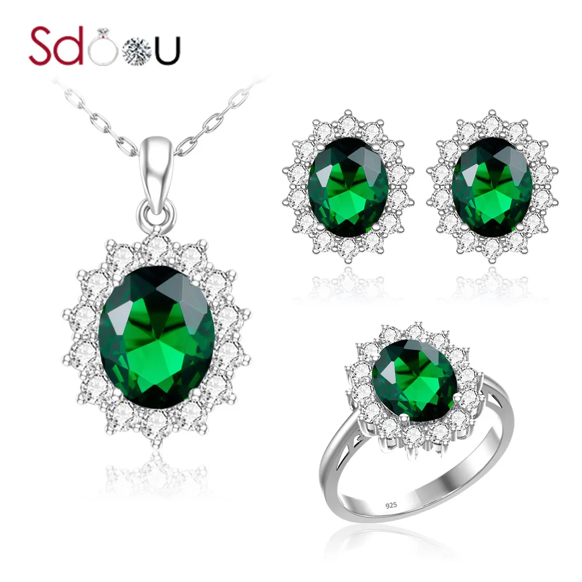 

SDOOU Womens Jewelry Sets For Women 925 Silver Ring Stud Earrings Pendants Bridal Jewelry Sets Classic Creative Fashion Jewelry