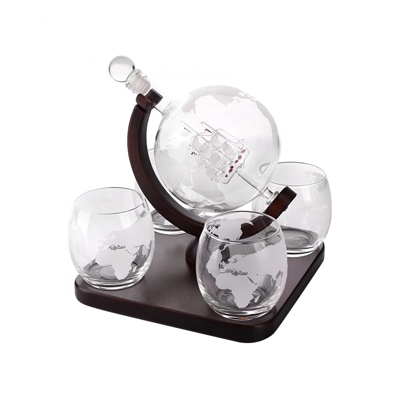 Whiskey glass and bottle set Creative globe wine container Vodka glass Home office decorations Bar wine set lead-free glass images - 6