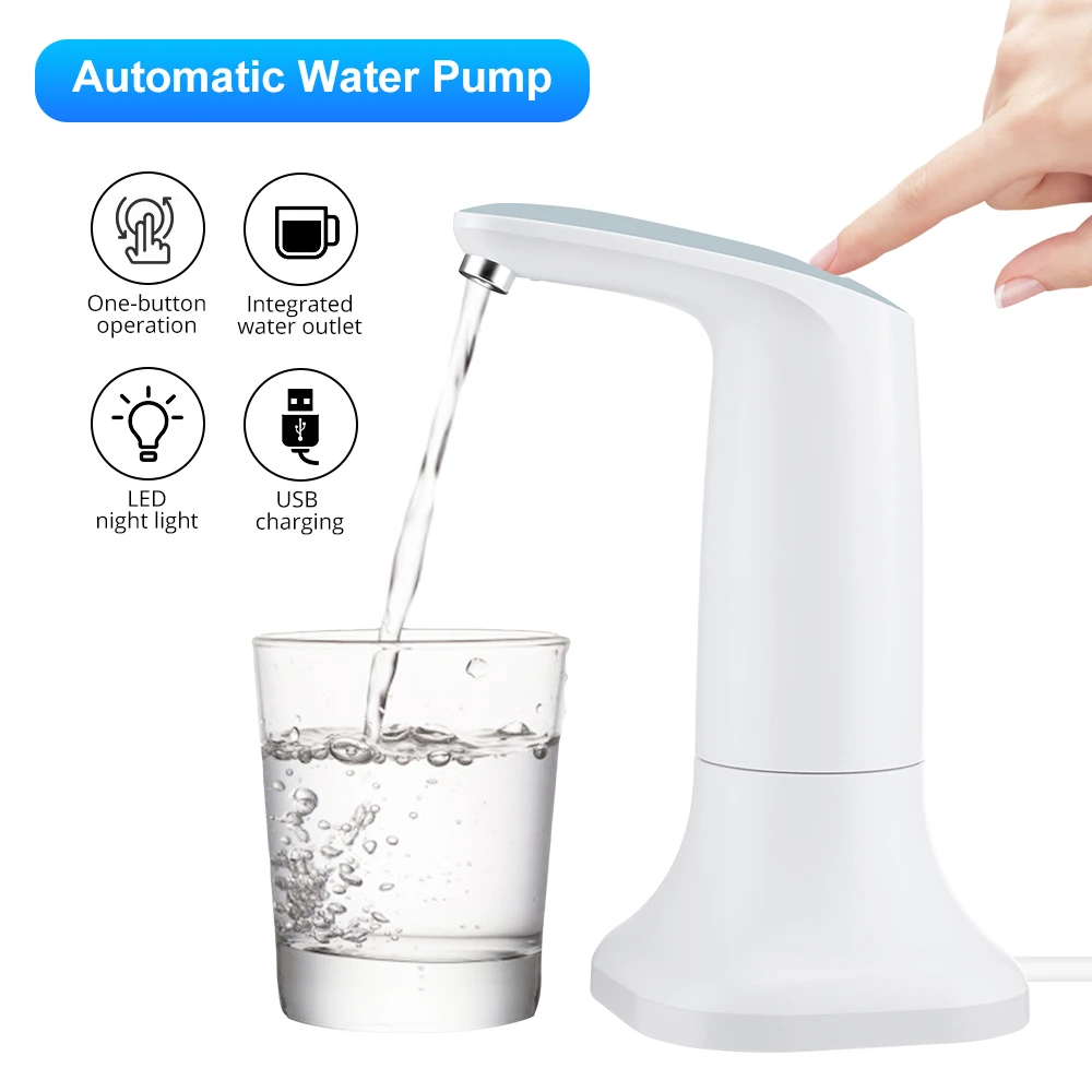 Rechargeable Electric Smart Water Bottle Dispenser Portable Automatic Drinking Pump with Base LED Night Light Device | Дом и сад