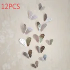 12 шт.компл. из пустотелых 3D наклеек на стену в виде бабочки, украшение для дома, золотые и серебряные наклейки-бабочки