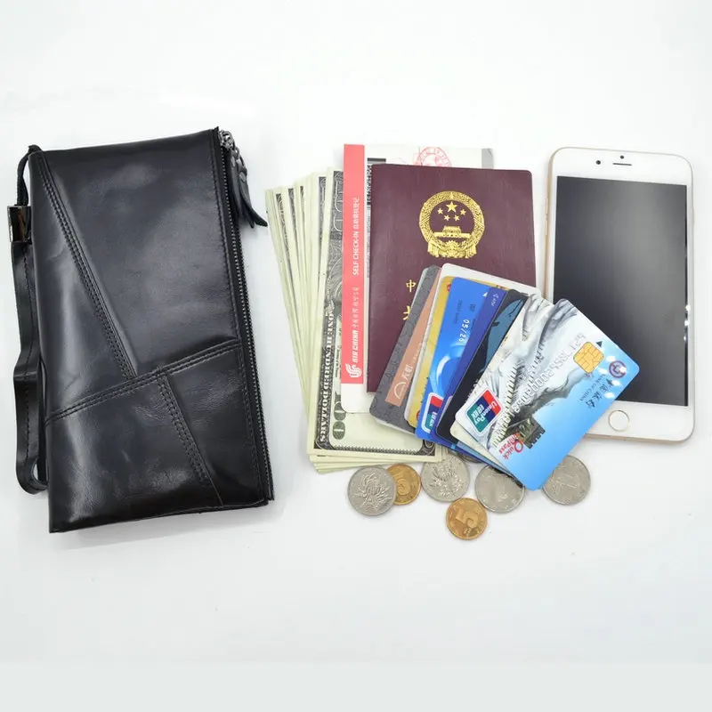 Мужской кошелек на ремешке из натуральной кожи с карманом для телефона Длинные