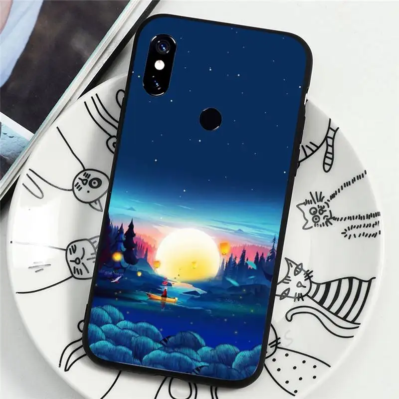 

Art Minimalist painting mountain Phone Case For Xiaomi Redmi note 7 8 9 t k30 max3 9 s 10 pro lite