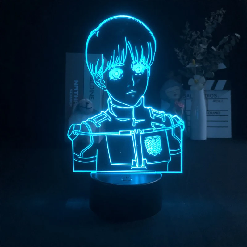 Светодиодный ночсветильник «атака на Титанов» Armin Arlert, детский ночсветильник, 3D лампа, ночсветильник, украшение для спальни, ночник Манга