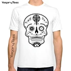 Футболка мужская с принтом черепа и цепи, модная тенниска с рисунком черепа, креативная хипстерская рубашка с белым принтом для дорожного велосипеда