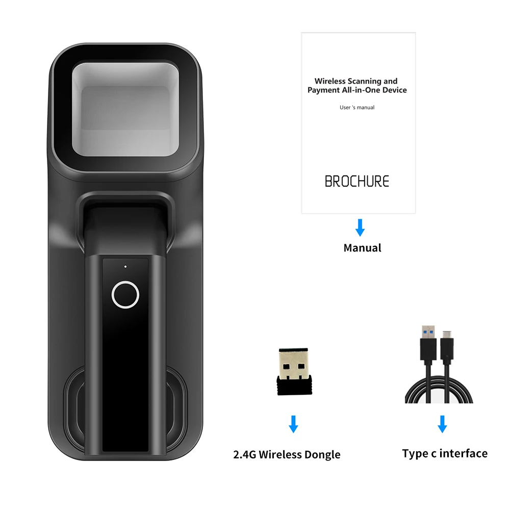2D Портативный Bluetooth беспроводной сканер штрих-кода считыватель QR-кода 1D
