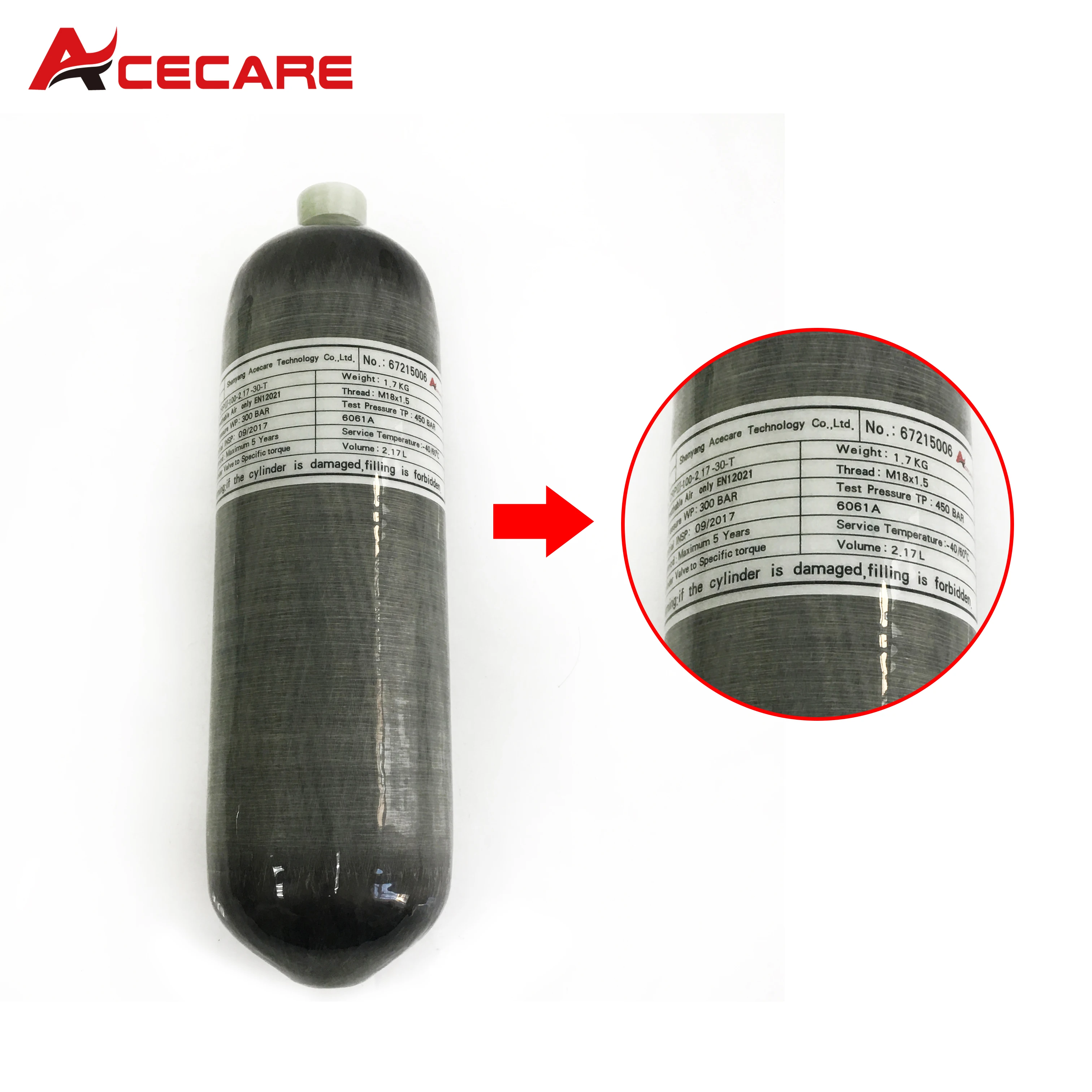 Verkauf AC1217 Paintball Tank 2.17L 300Bar/4500Psi Pcp Luftgewehr Zylinder Tauchen Scuba Tank Komprimiert Ziel Gewehr Schießen Acecare