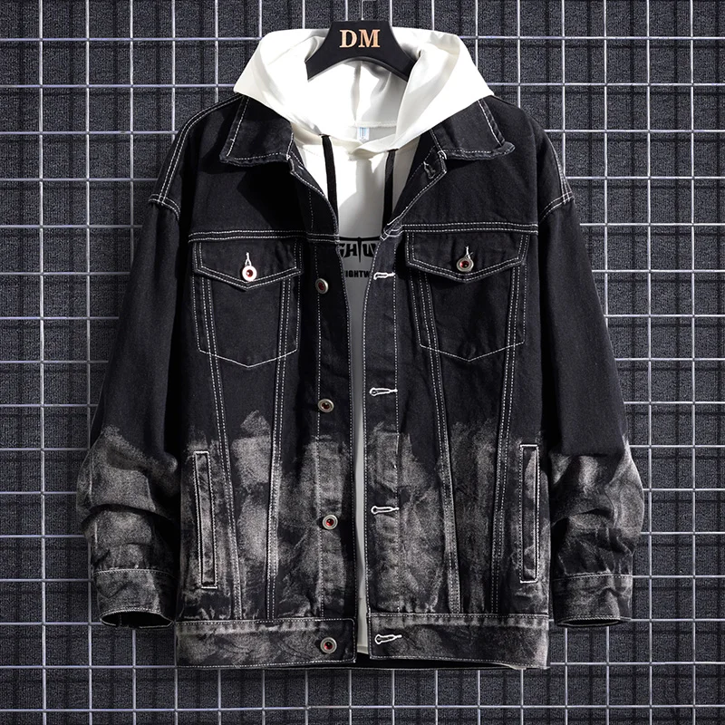 

Men's spring jacket harajuku Outerwear Windbreaker baseball varsity Denim jackets Coat clothing