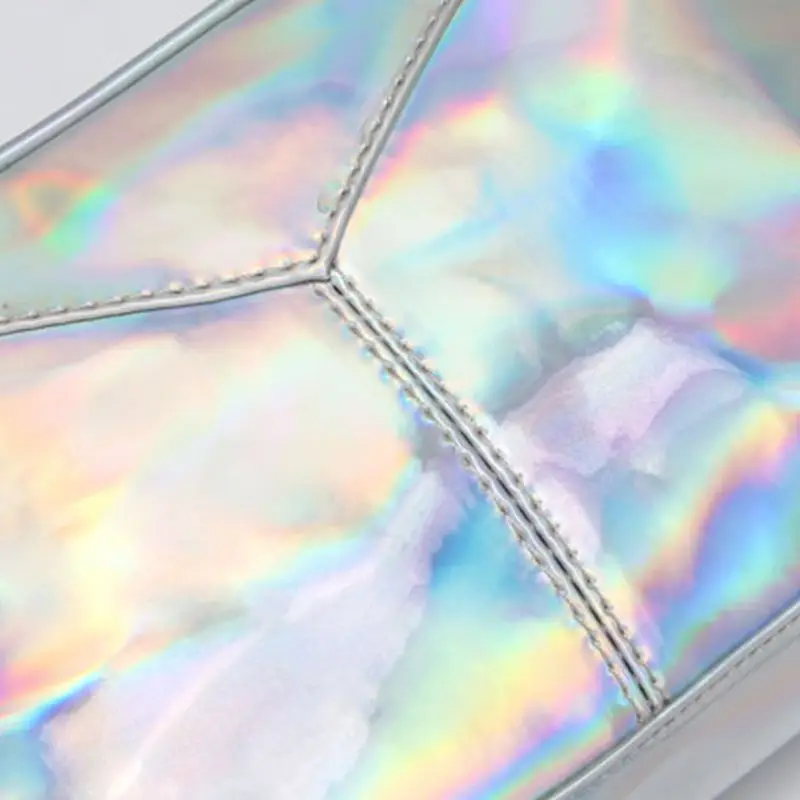 

Women Removable Shoulder Bags Fashion Stylish Leather Holographic Evening Handbags PU Hobo Messenger Sliver Crossbody Bag