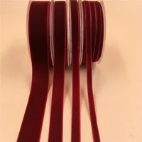 6mm9mm15mm dk red single face nylon velvet ribbon for handmade gift bouquet wrapping supplies home party decoration christmas