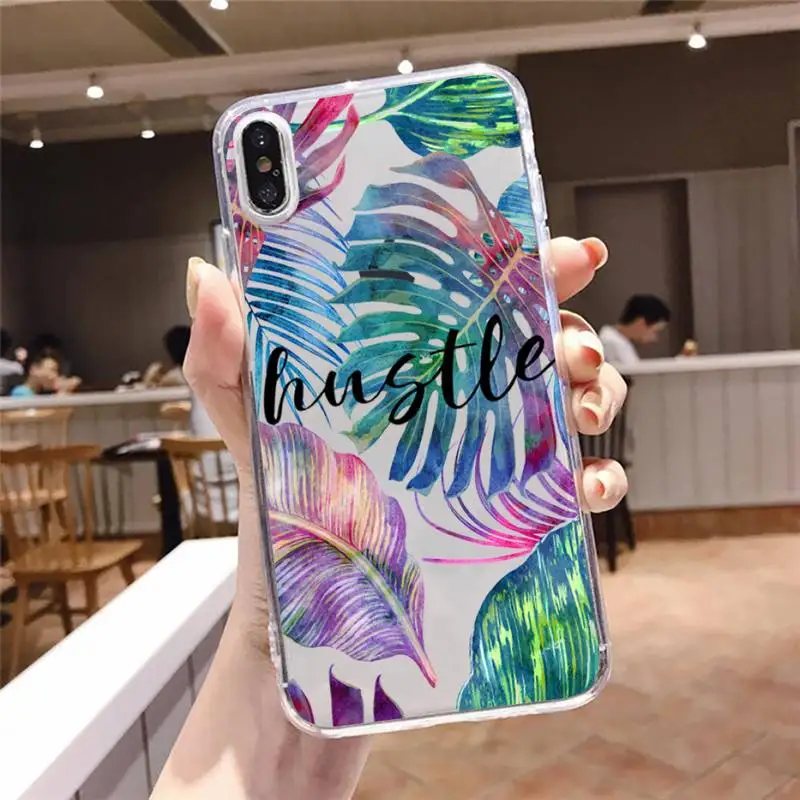 

Summer OF Palm Leaf Banana Leaf Flower Plants Phone Cases Transparent soft For iphone 6 6s 7 8 11 12 plus mini x xs xr pro max