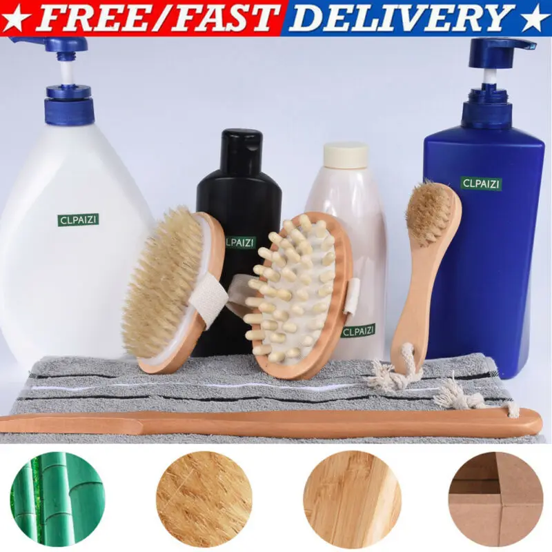 Новая Профессиональная щетка для сухой кожи массажер с натуральной щетиной спа