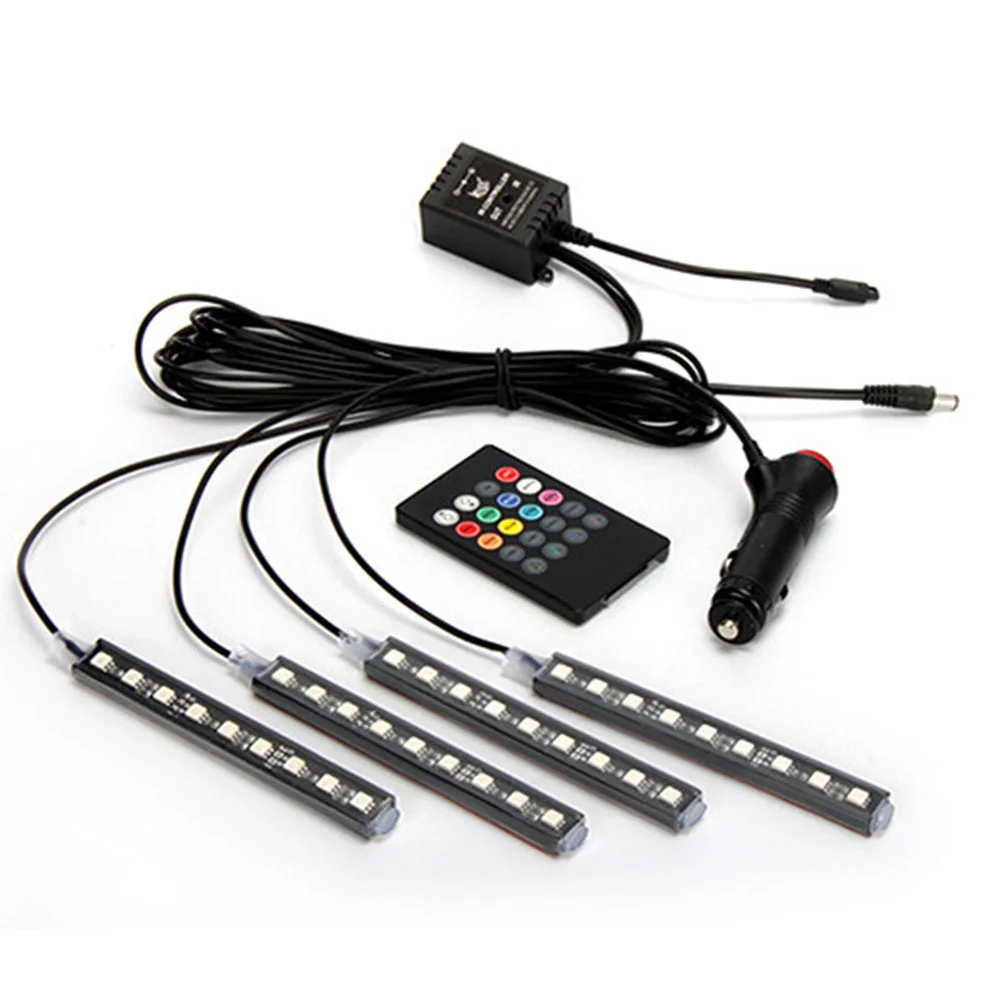

RGB Car Atmosphere Lights The Wireless Remote Control LED Colorful Music Rhythm Lamp For Cars Front Back Row Decor Y30