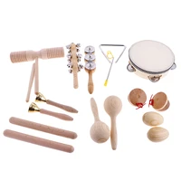 baby hand percussion musical instrument set wooden sand maraca shaker tambourine toddlers early learning toy rhythm stick