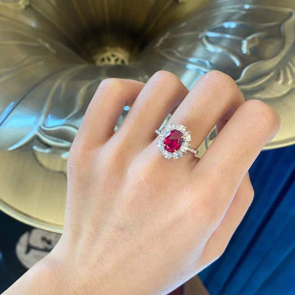 Genuine 925 Silver Ring Sterling Created Gemstone Moissanite Corundun Zircon Fine Jewelry Women Engagement Wedding Gift | Украшения и