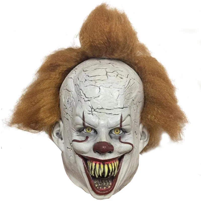 Without LED Стивен Кинг это маска Pennywise ужас клоун Джокер маска глаза блестит клоун латексная маска Хэллоуин косплей костюм реквизит - Цвет: Without LED