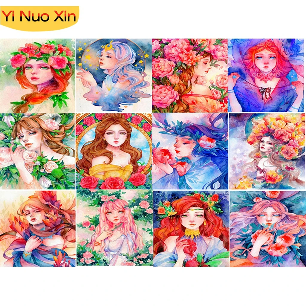 

Cross Stitch Full Square Diamond Painting Gift DIY Mosaic Complete Kit 5D Crystal Home Decor Rhinestone Embroidery Cartoon Girl
