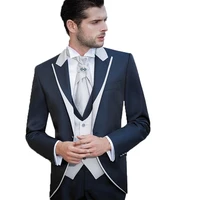 blue 3piece mens suit shawl lapel costume homme groomsmen best wedding suits for men groom tuxedos blazerjacketpantsvest