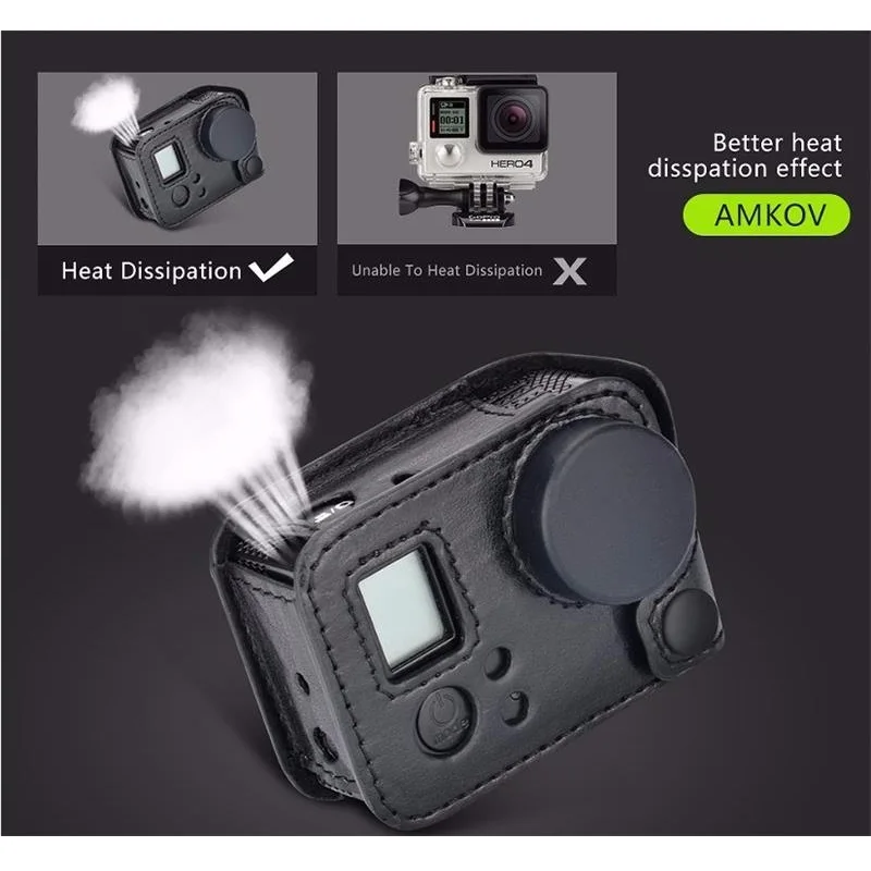

For Gopro Hero 4 3+ Housing Camera Hard Bag Holster Protective Leather Frame Case Sling Lens Cap Protect Box Camera Accessories