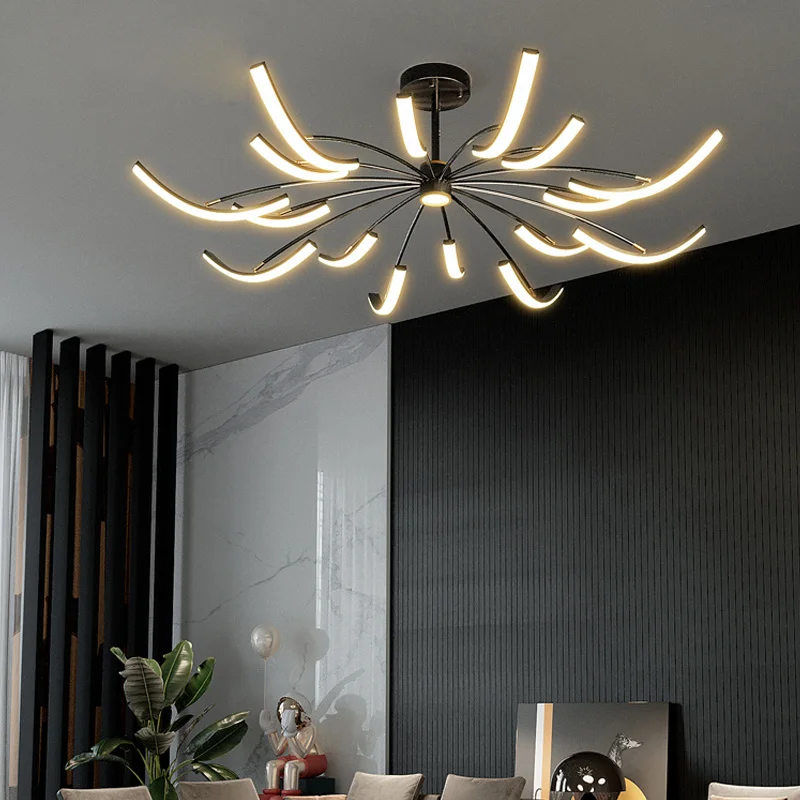 

Simple Modern Led Pendant Lights For Living Room Atmosphere Personality Creative Light Luxury Nordic Chandelier Bedroom Led Lamp