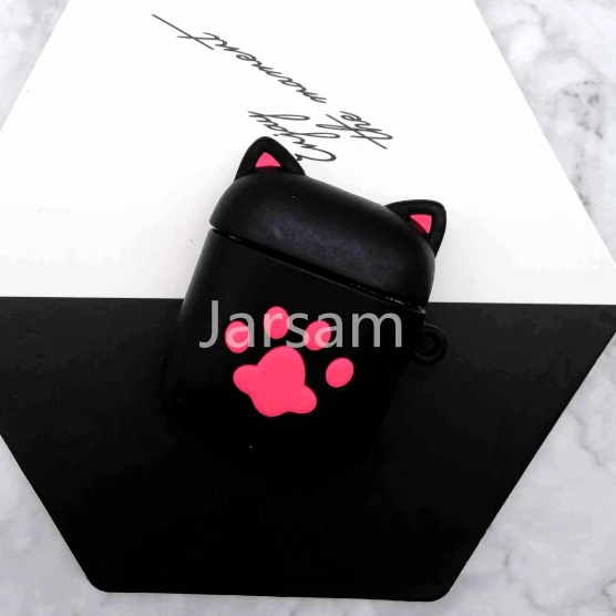 blackpinkcat Мультяшный беспроводной Чехол для наушников для Apple AirPods 2, силиконовый чехол для зарядки наушников s, защитный чехол для AirPods - Цвет: blackpinkcat